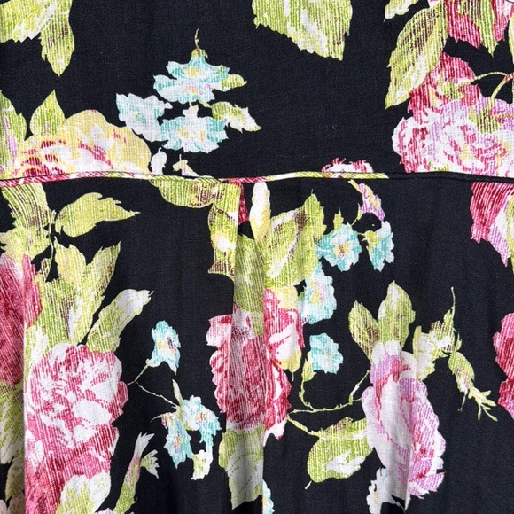 Mica Floral Dress Y2K Sz 8 Babydoll 100% Linen Fit &Flare Romantic Asian Print - Picture 5 of 15